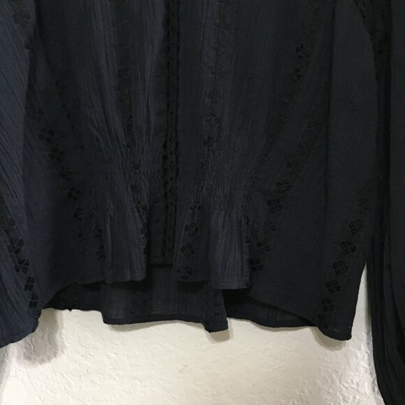 Isabel Marant Etoile Jassie Black Lacy Cotton Blouse Womens 36 FR / 4 US - Picture 8 of 16